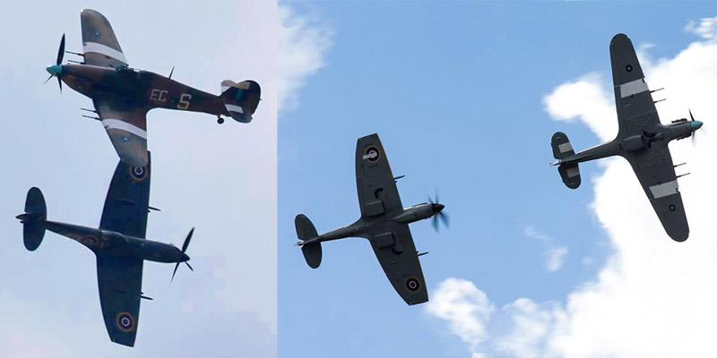 The BBMF's Hurricane PZ865 and Spitfire TE311 during the first PDA day on 27th April 2016