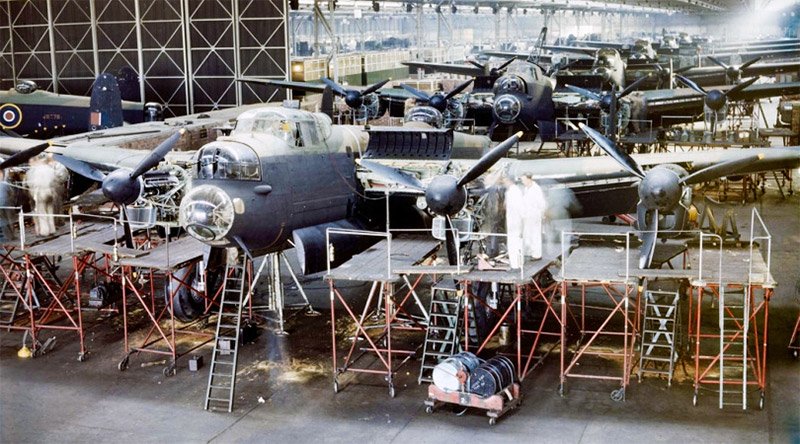 Avro Lancaster bombers at Woodford in 1943.