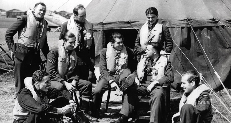 501 Sqn Hurricane pilots at Hawkinge on 15th August 1940