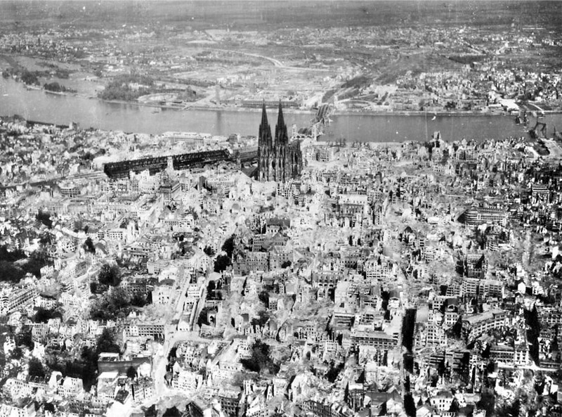 Bombed out buildings in the centre of Cologne