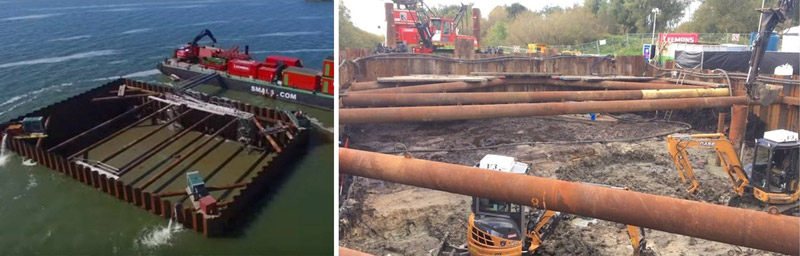 Digging underway inside the cofferdam