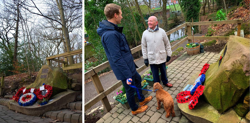 The ‘Mi Amigo’ memorial in Endcliffe Park, Sheffield and Tony Foulds