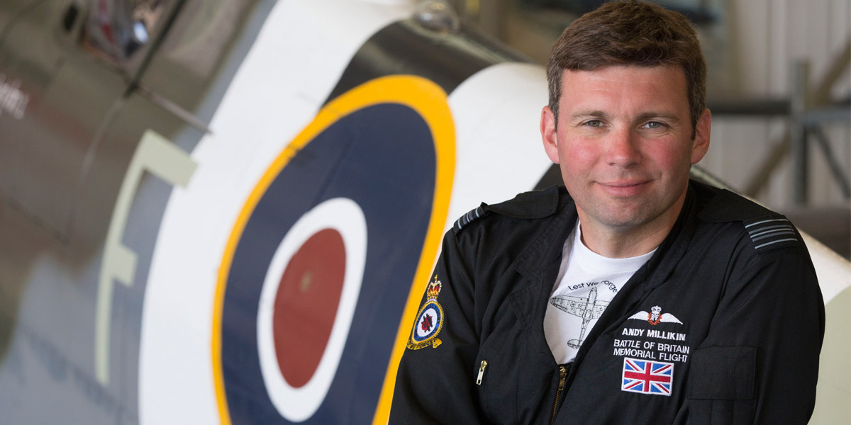 Win OC BBMF Andy 'Milli' Millikin's flying suit