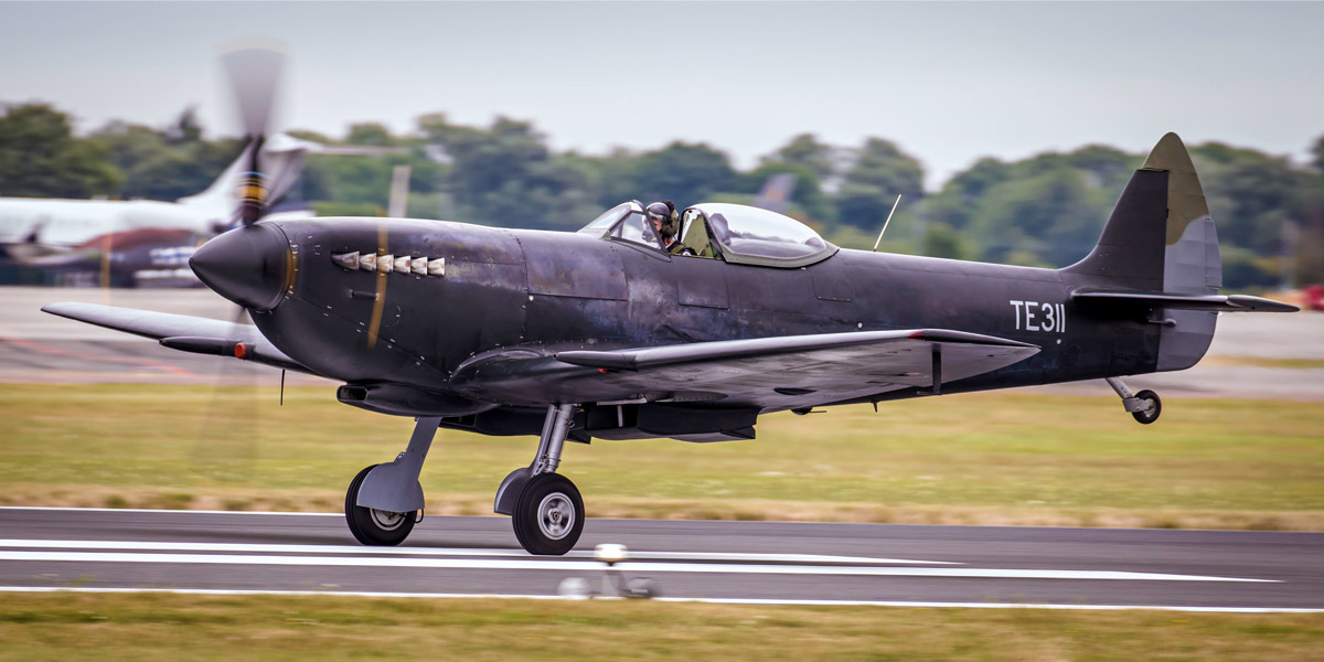 BBMF Spitfire Mk XVI TE311, in its temporary black primer