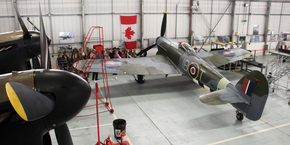 Hawker Typhoon Mk 1B MN235 in the BBMF hangar