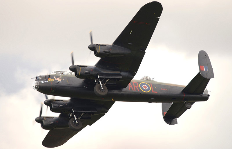 The Lancaster makes an undercarriage down flypast