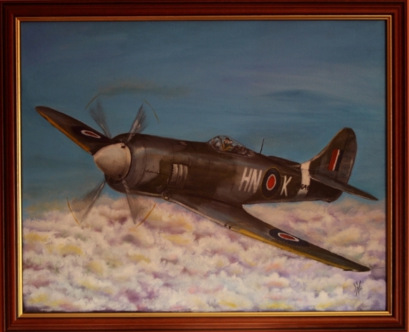 My uncle's Hawker Tempest in 1956 a commissioned paintingby Neil Higgs Soaring Scenes